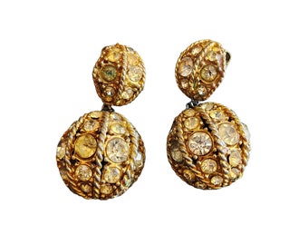 Vintage Heavy Well-made Unsigned Double Domed Dangle Earrings (A2016)