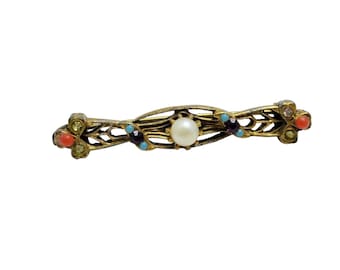 Vintage Victorian Revival Jeweled Bar Pin (A850)