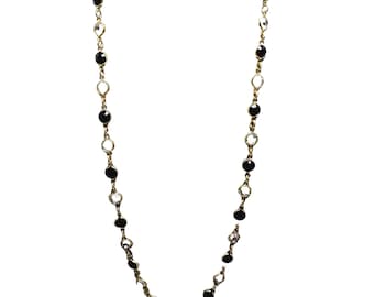 Vintage 6mm 2-Tone Crystal Necklace (A1085)