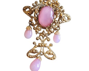 Vintage French Possible Louis Rousselet Glass Dangle Brooch (A1785)
