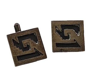 Vintage RBZ Made in Mexico Sterling Signed Aztec Cufflinks (A4413)