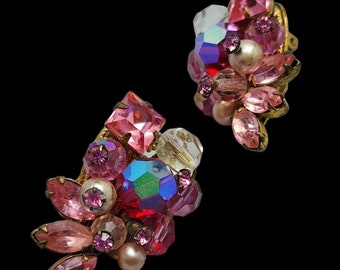 Vintage Signed Eugene Crystal Wired Earrings (A1021)