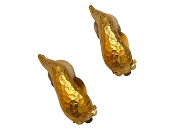 Vintage 80s Alexis Lahellec Paris NOS Gilt Gold Swirl Clip Earrings (A9043)
