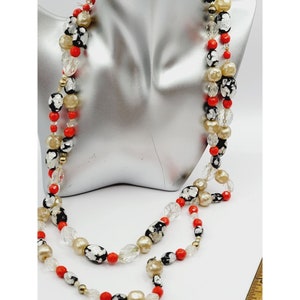 Vintage Art Glass Crystal Flapper Style Necklace (A289)