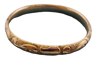 Antique Gold Filled Scalloped Design Bangle Bracelet Marked JJS 1/20th (A3525)