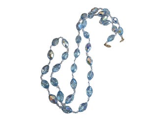 Antique Amazing AB Coated Highly Faceted Hand Knotted Crystal Necklace (A1314)