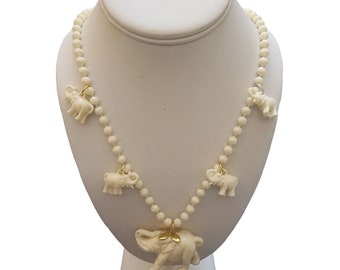 Vintage Fun Acrylic Elephant Charm Necklace (A2009)