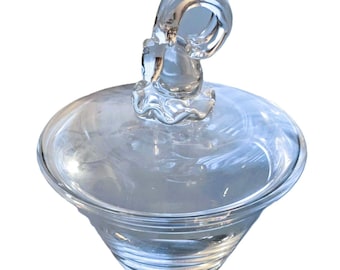 1943 Antique Steuben Rams Head Glass Signed Candy Dish (ST1000)