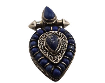 Vintage Sterling 925 Heavy Lapis? Pendant (A9145)
