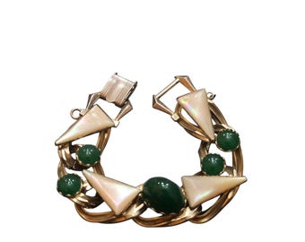 Vintage Kafin? Style Glass and MOP Bracelet (A9254)