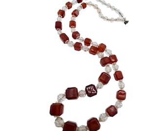 Antique Faceted Crystal and Glass Cube Necklace (A7424)