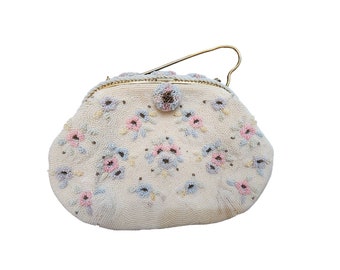 Charlet Vintage Hand Beaded Floral Purse Bag (A5050)