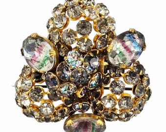 Vintage Iris Glass Brooch Attributed to Vogue
