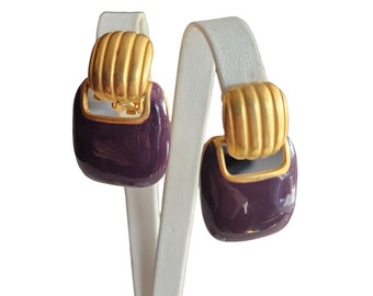 Vintage 80s Enamel Clip Earrings (A4264)