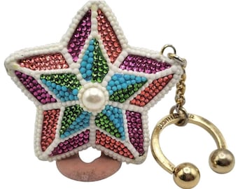 Vintage Judith Leiber Rare Jewel Encrusted Star Key Chain (A2641)