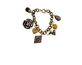 Vintage Mixed Media Charm Bracelet (A5772)