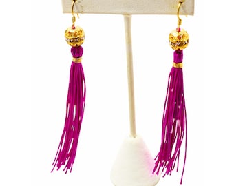 Vintage Silk Tassel Earrings (A1453)