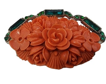 Vintage Rare D Greenbaum Celluloid And Pot Metal Brooch (A4802)