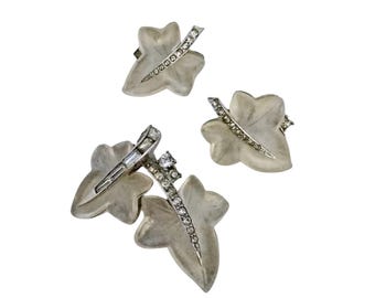 Unique BOUCHER 6426 Frosted Lucite Brooch and 6427 Earring Set (SC104)