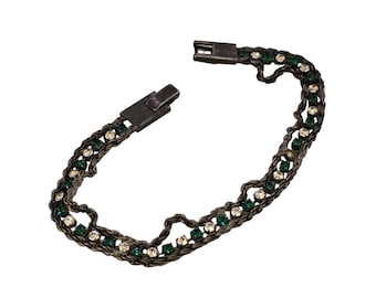 Antique Art Deco Paste Stones and Rope Bracelet (A9129)