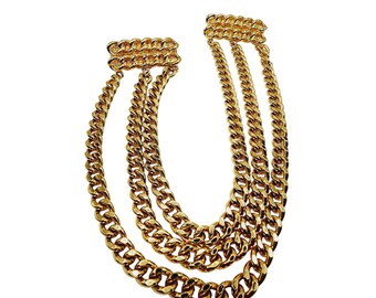Vintage 80S Super Heavy Gold Epaulet Chain Clips (A1289)