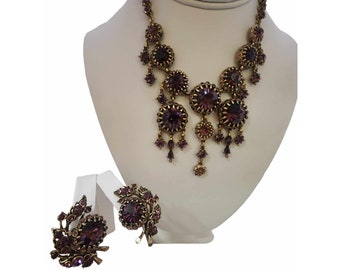 Vintage Exceptional Rare Hollycraft Drippy Bib Demi Parure (A3579)