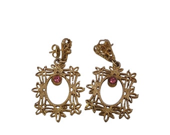Vintage Filigree Pierced Earrings, As Is (A6342)