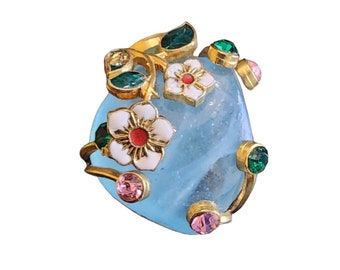 Vintage Rare Enamel & Glass Fur Clip (A1913)