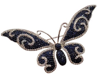 Beautiful Unsigned Semi Precious Gem Stone Butterfly Brooch (A2634)