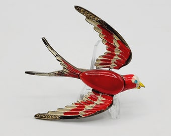 Vintage Rare Huge Enameled Trembling Jelly Belly Bird Brooch