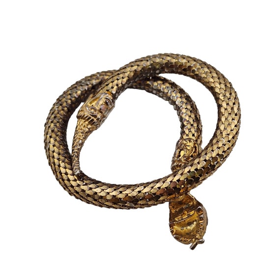 Vintage Adjustable Bronze & Gold Tone Coil Snake … - image 4