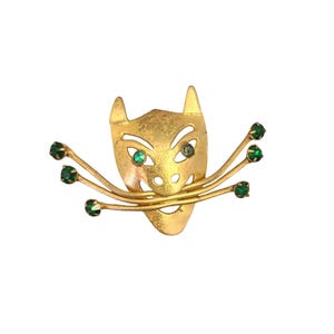 Vintage Brass and Rhinestone Brooch (A5708)