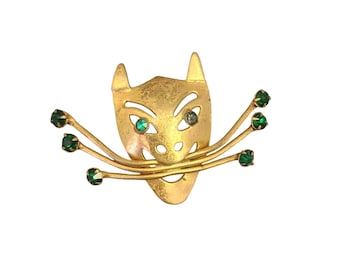 Vintage Brass and Rhinestone Brooch (A5708)