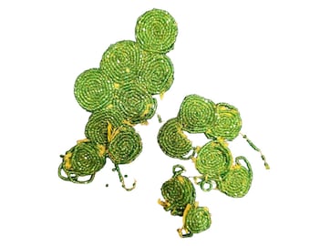 Antique Seed Beaded Backed On Fabric Ornaments (A8845)