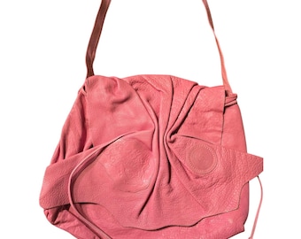 Vintage 1980s Hot Pink Leather Carlos Falchi Butterfly Shoulder Bag