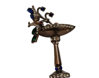 Vintage Dimensional Bird At Bath Brooch Attributed To Coro (A9036)