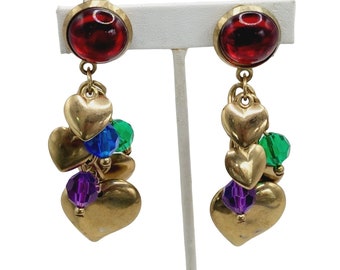 Vintage 80's Acrylic Heart Earrings (A581)
