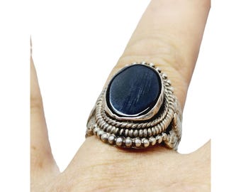 Vintage 925 Sterling and Onxy Butterfly Ring (A1499)