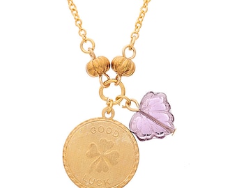 Vintage good luck token necklace