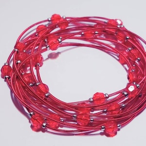 Bee Charming Sugar NY red piano wire bracelets with red crystals