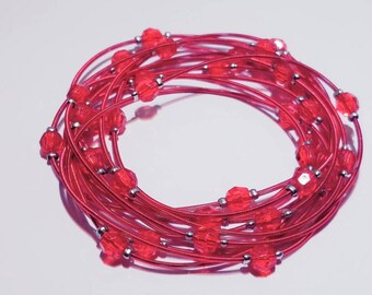 Bee Charming Sugar NY red piano wire bracelets with red crystals