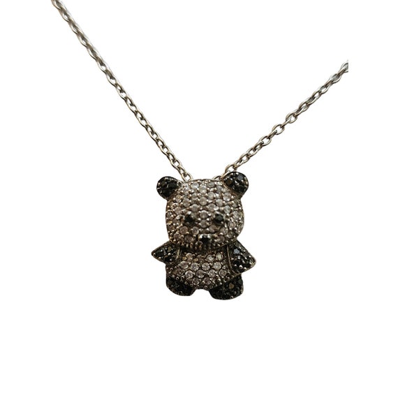 Vintage Sterling Panda Bear Pendant Necklace (A23… - image 3