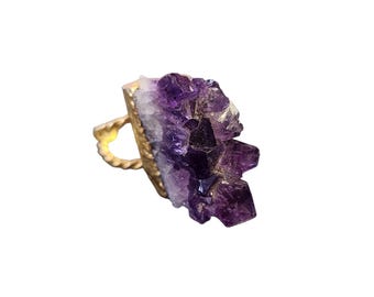 Vintage Adjustable Amethyst Druzy Ring (A5720)