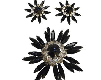 Vintage Judy Lee Layered Navette Flower Brooch Set (A8756)