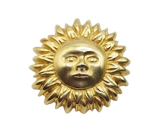 Vintage Stamped 18K Sun Brooch Pin (A5032)