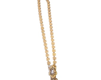 Antique Victorian Gold Filled Silhouette Cameo Highly Detailed Tassel Necklace
