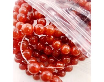 Vintage 8mm Carnelian Glass Beads (A4314)
