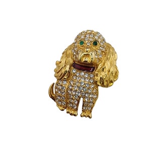 Vintage KJL firmado Rhinestone perro broche (A4682)