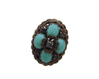 Vintage Wonderful Possibly Czech Glass Adjustable Ring (A3490)