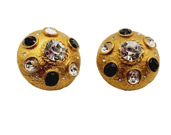 Vintage Jeweled Designer Style Etruscan Earrings (A516)